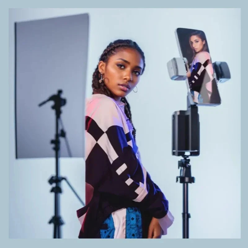 BSLIUFANG 2025 360° Rotation Gimbal Stabilizer Selfie Stick Face Tracking Gimbal With Bluetooth Remote Shutter and Light Holder
