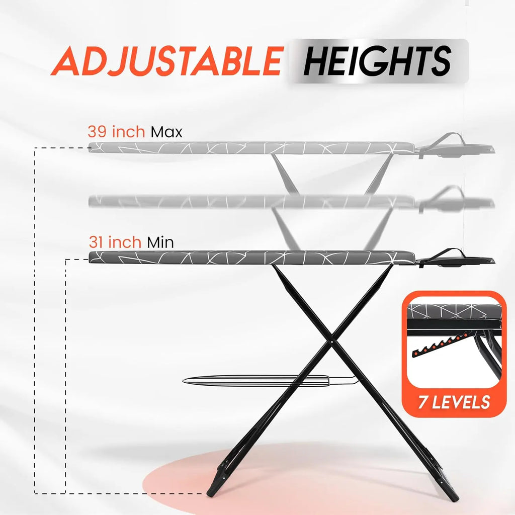 360° Rotating Dual-Sided Torso-Shaped Ironing Board with Adjustable Height, Detachable Holder & Garment Clips