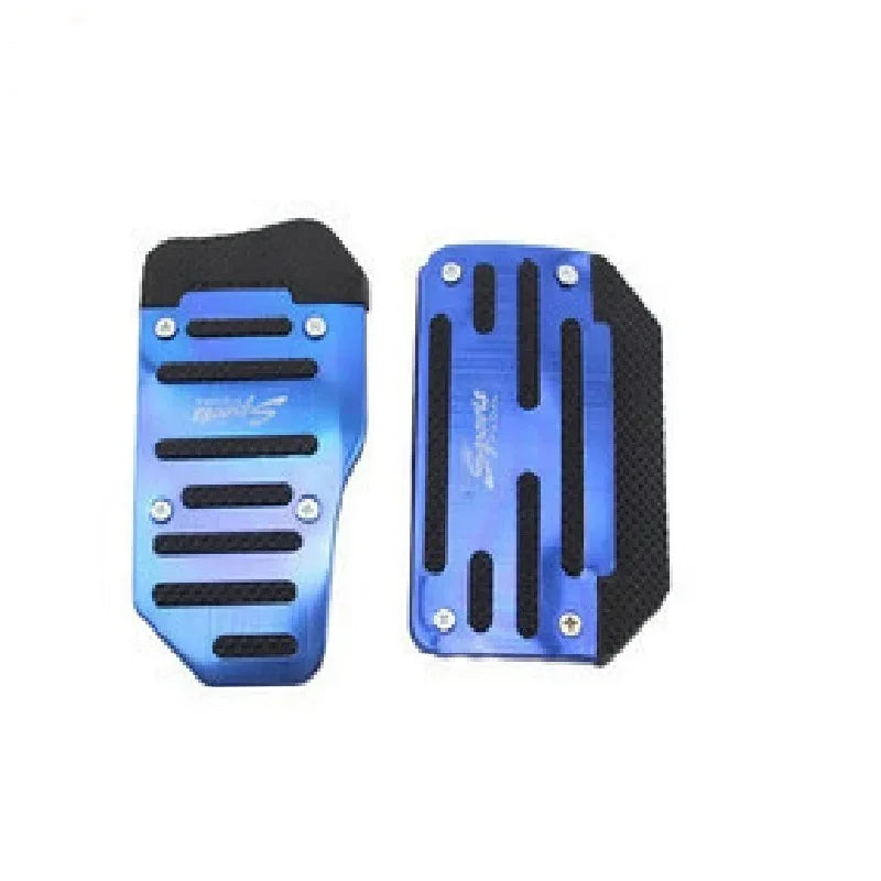 Aluminum Car Pedal Cover Set  Automatic Transmission & Gas Foot Covers in Red Silvery, Blue - Stylish Auto Interior Accessories