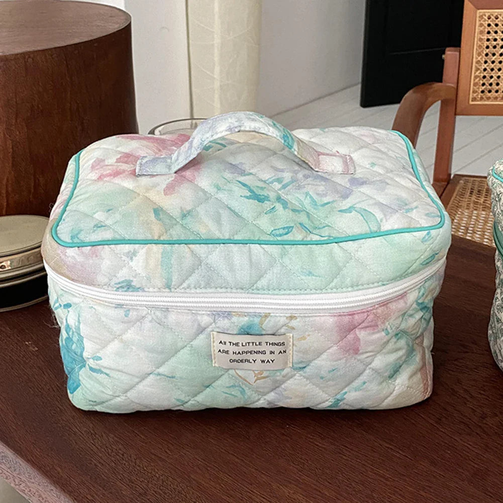 Floral Quilted Cosmetic Organizer Travel  Home