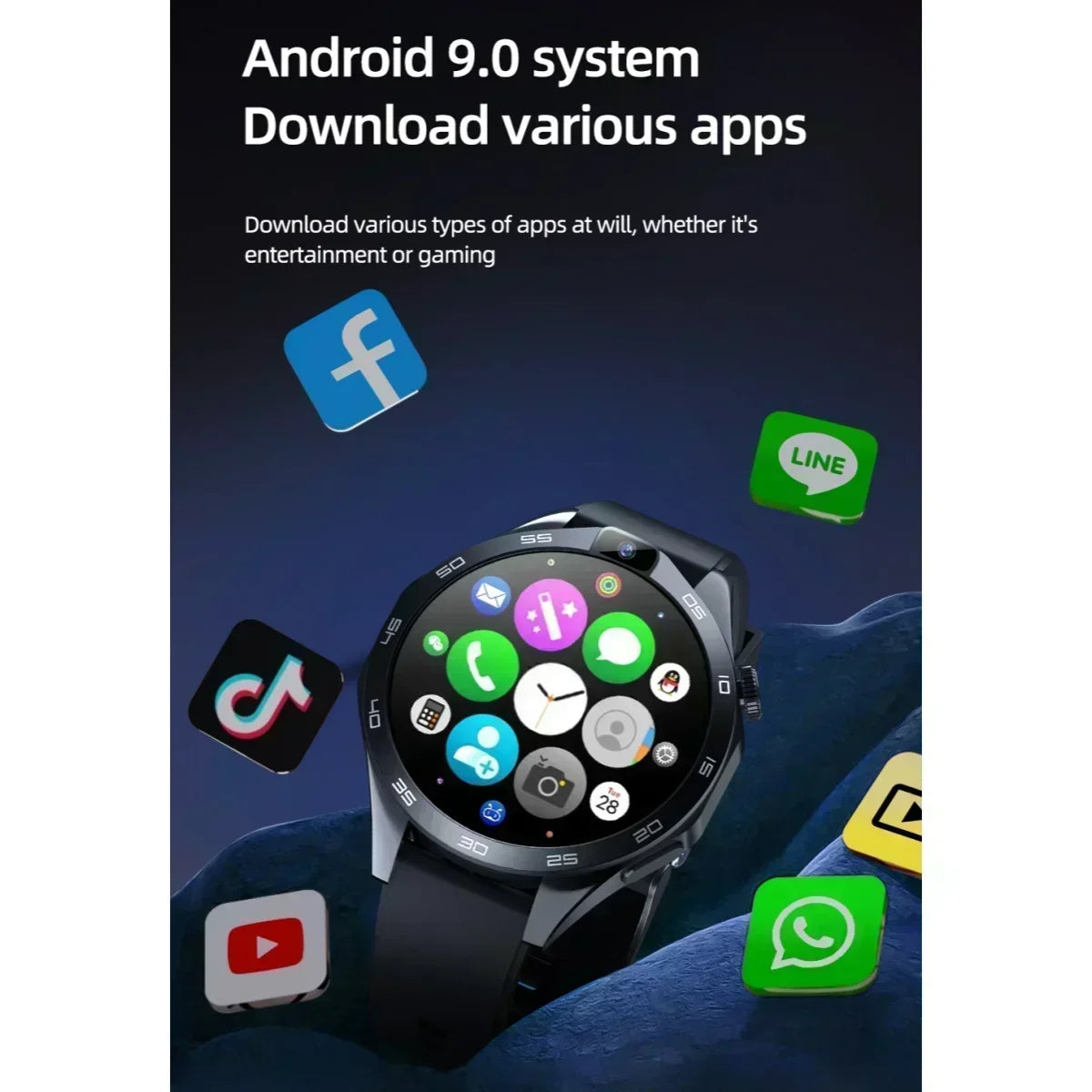 X11 New Android smartwatch 1.85-inch 1380mah battery 200W dual HD cameras GPS WIFI heart rate download APP smartwatch men waomen