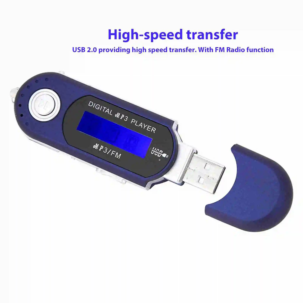 Portable Music MP3 USB Player with LCD Screen Voice  (Black Blue White)