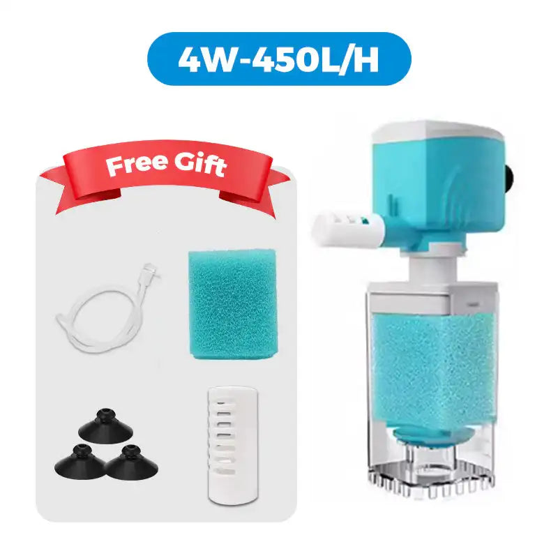 Automatic Aquarium Filter System 4W/220V Fish Tank Built-in Filter Oxygenated Water Circulation Anti Backflow Water Pump-US Plug