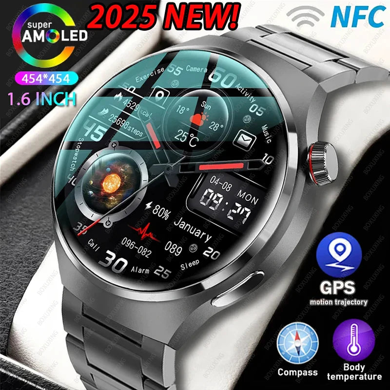 BOXUXING Watch 4 Pro Smart Watch Men GPS Sports Tracker NFC  1.53" HD Screen Health Monitor Watches Bluetooth Call SmartWatch