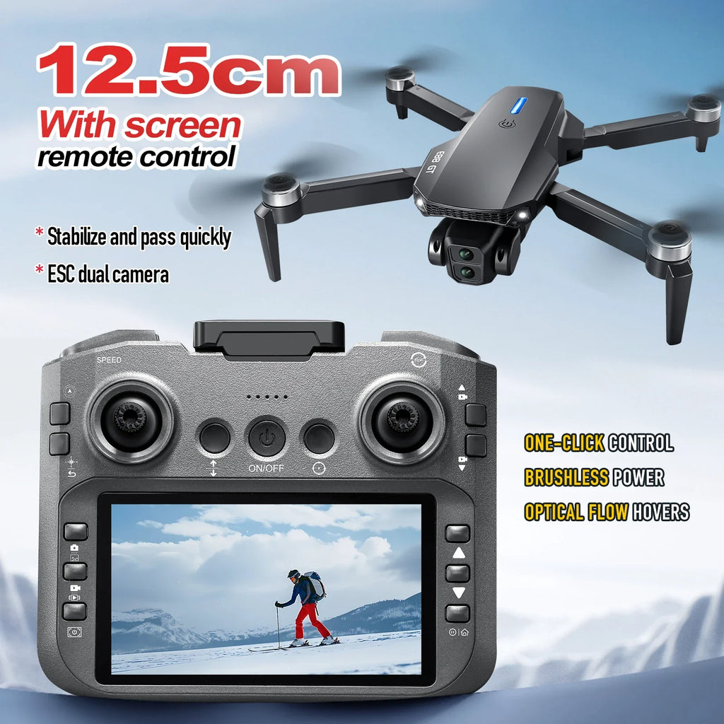 2026 New E88 Big screen Foldable Drones GPS 8K HD Dual Camera Brushless Motor Obstacle Avoidance RC Quadcopter children's Toys