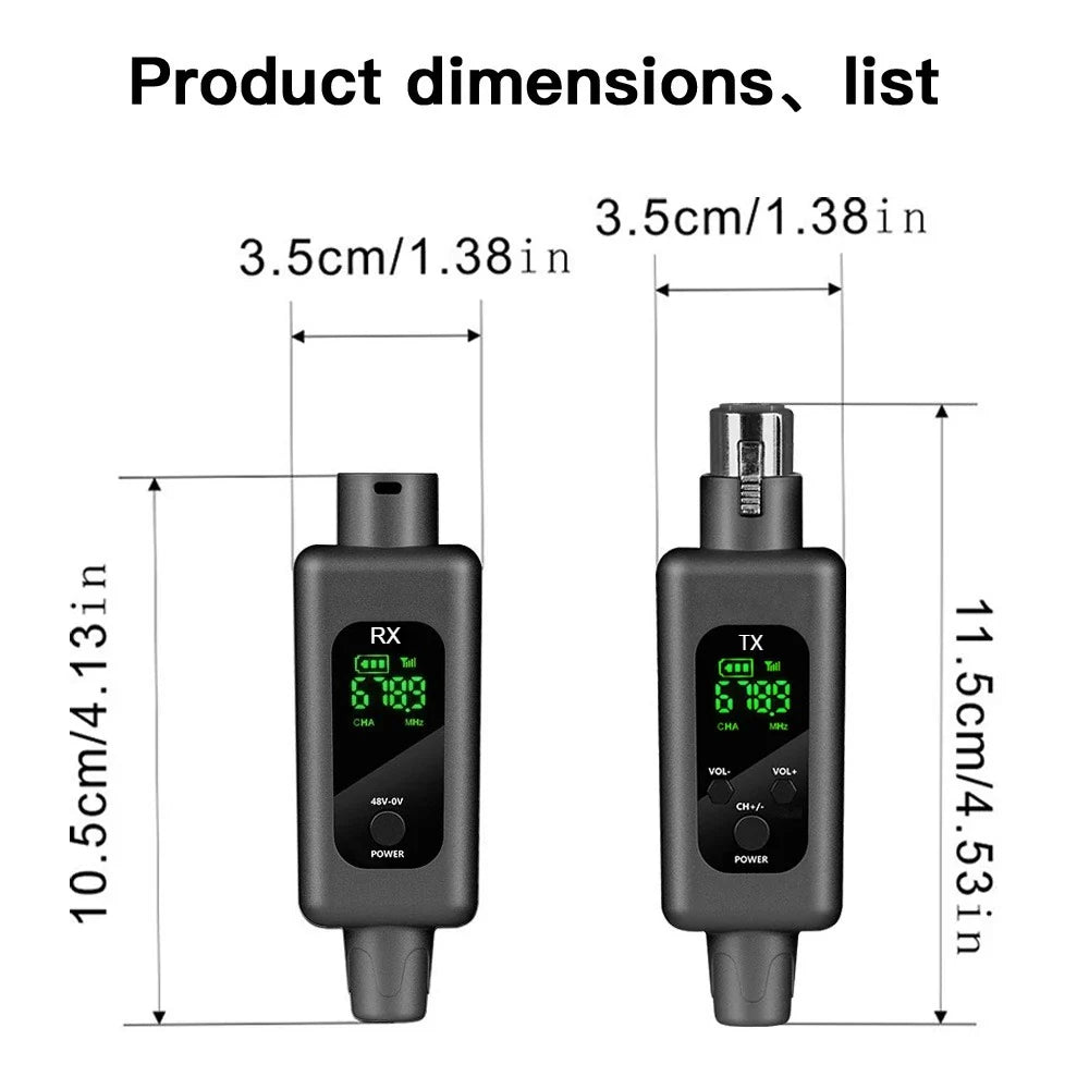 Wireless Microphone Transmitter & Receiver G-MARK WX70 XLR Adapter System For Wired Microphone Guitar Audio Mixer