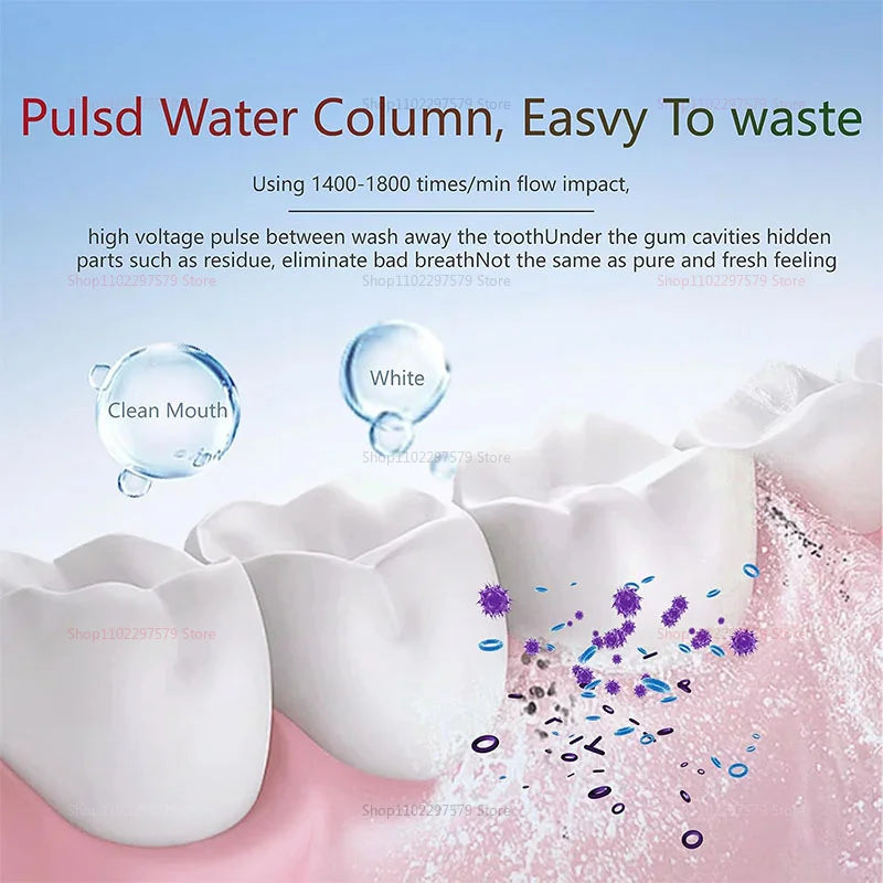 Portable Cordless Teeth cleaning machine Travel Oral Irrigator USB Rechargeable 3 Modes 4 Jet Tips IPX7 Mouth Washing Machine