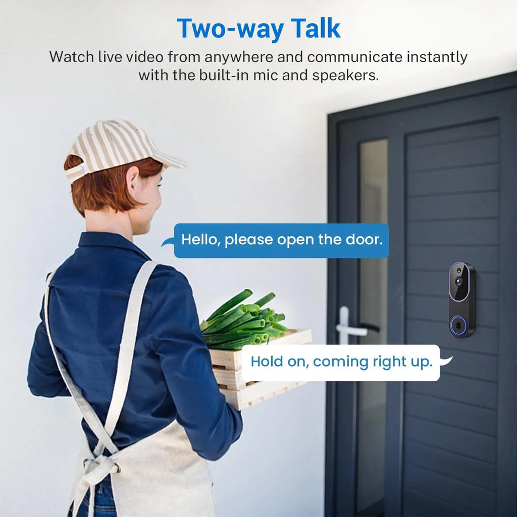 Smart Wireless Video Doorbell Camera with AI Detection, Night Vision, Cloud Storage, Battery Powered for Indoor Outdoor Use