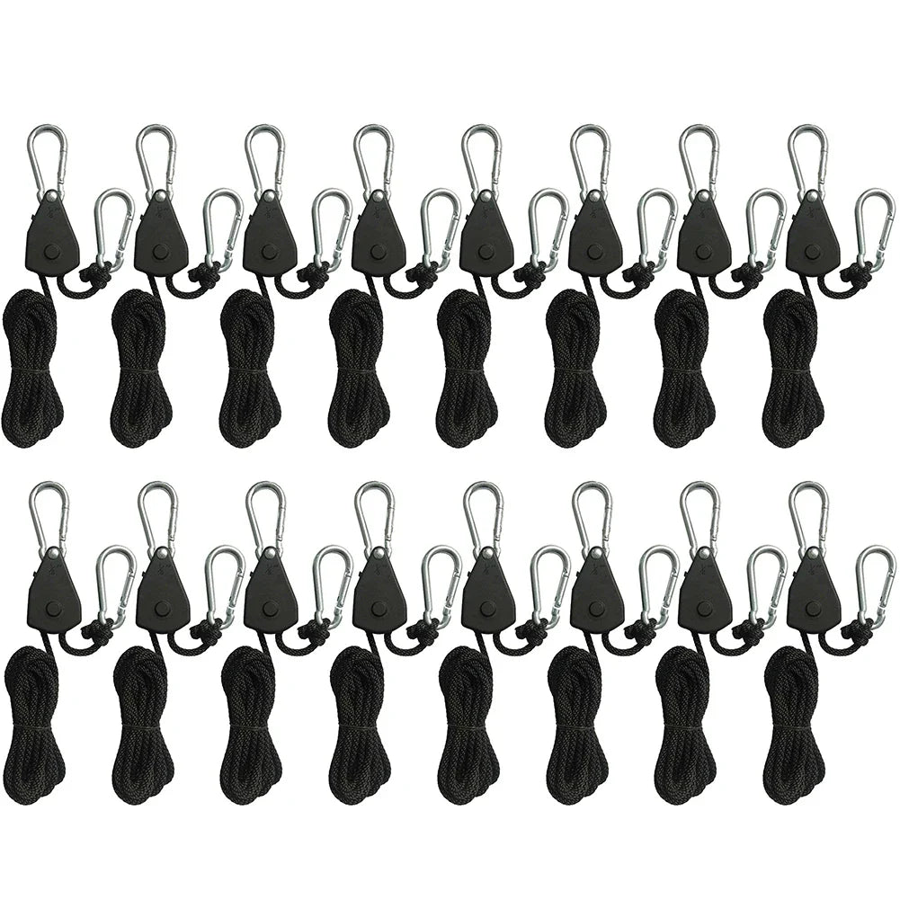 1/2/4/6/8/10/12/14/16pcs Hanger Pulley Ratchets Kayak Rope 1.6M Rope Pulley Ratchet Locking Hanger Sky Curtain Tent for Camping