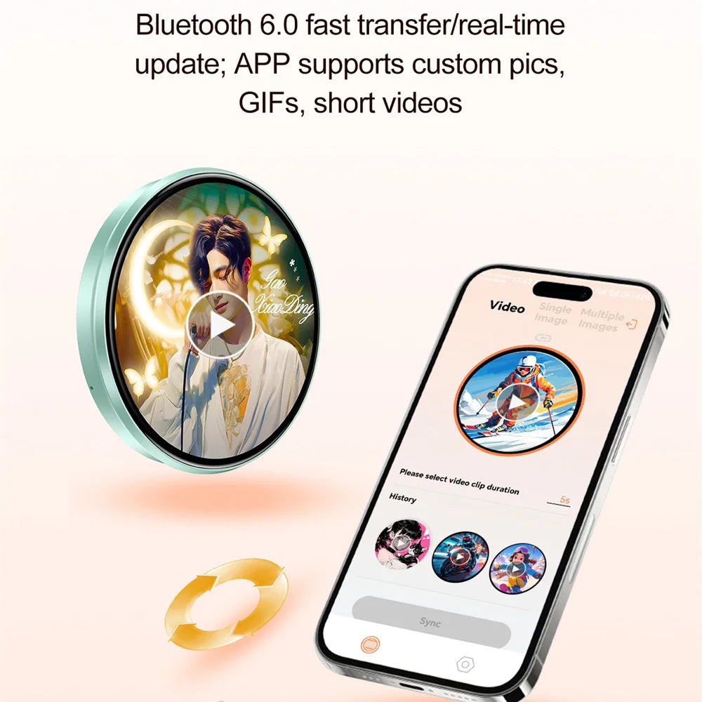 Anime Blue Tooth Electronic Badge Video Playing Rainbow Support Light Picture Dynamic Carousel Bidirectional Transmission Brooch