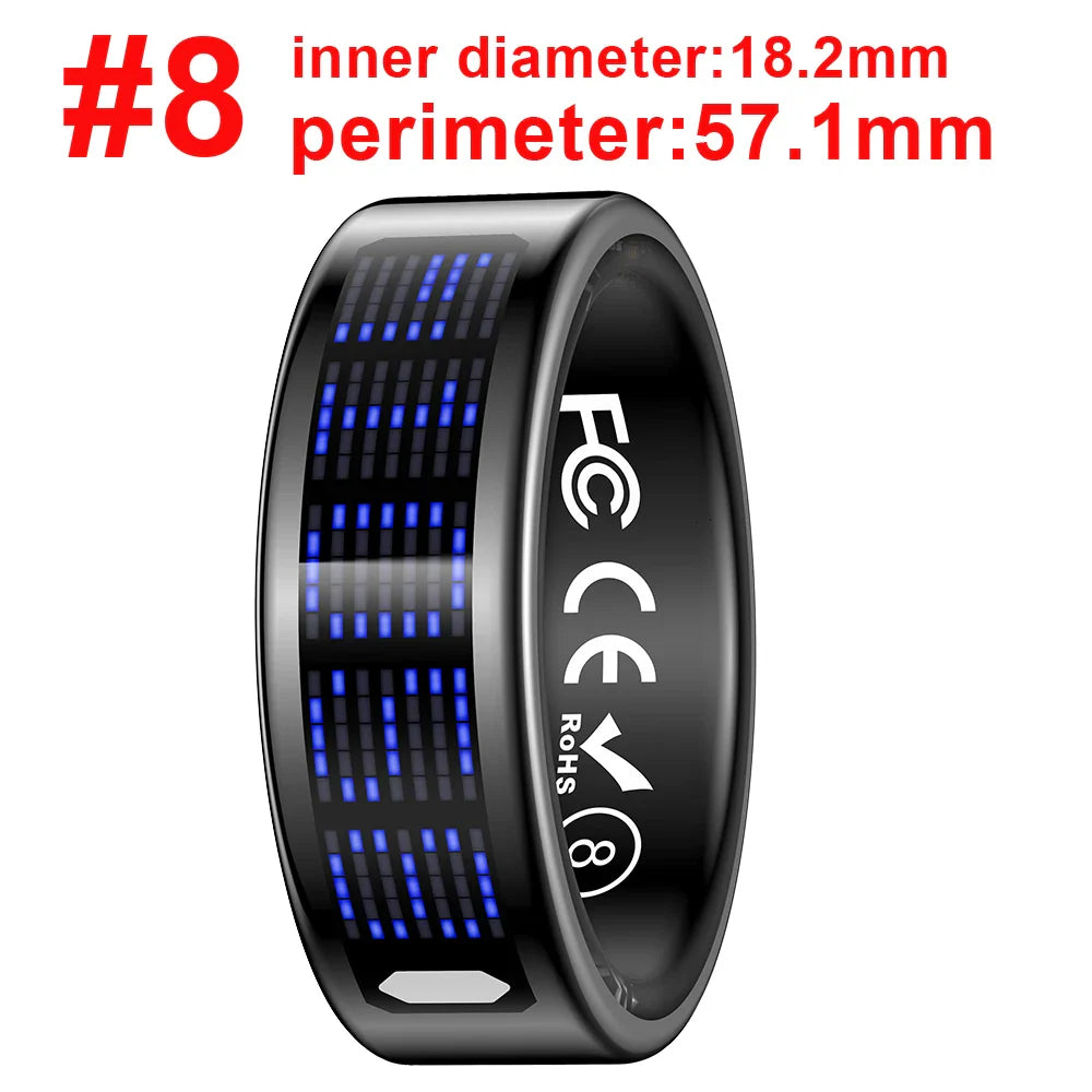 New Ultra-thin Lightweight Smart Ring Multi-functional Display Heartrate Health Caller ID Reminder Motion Detection Waterproof
