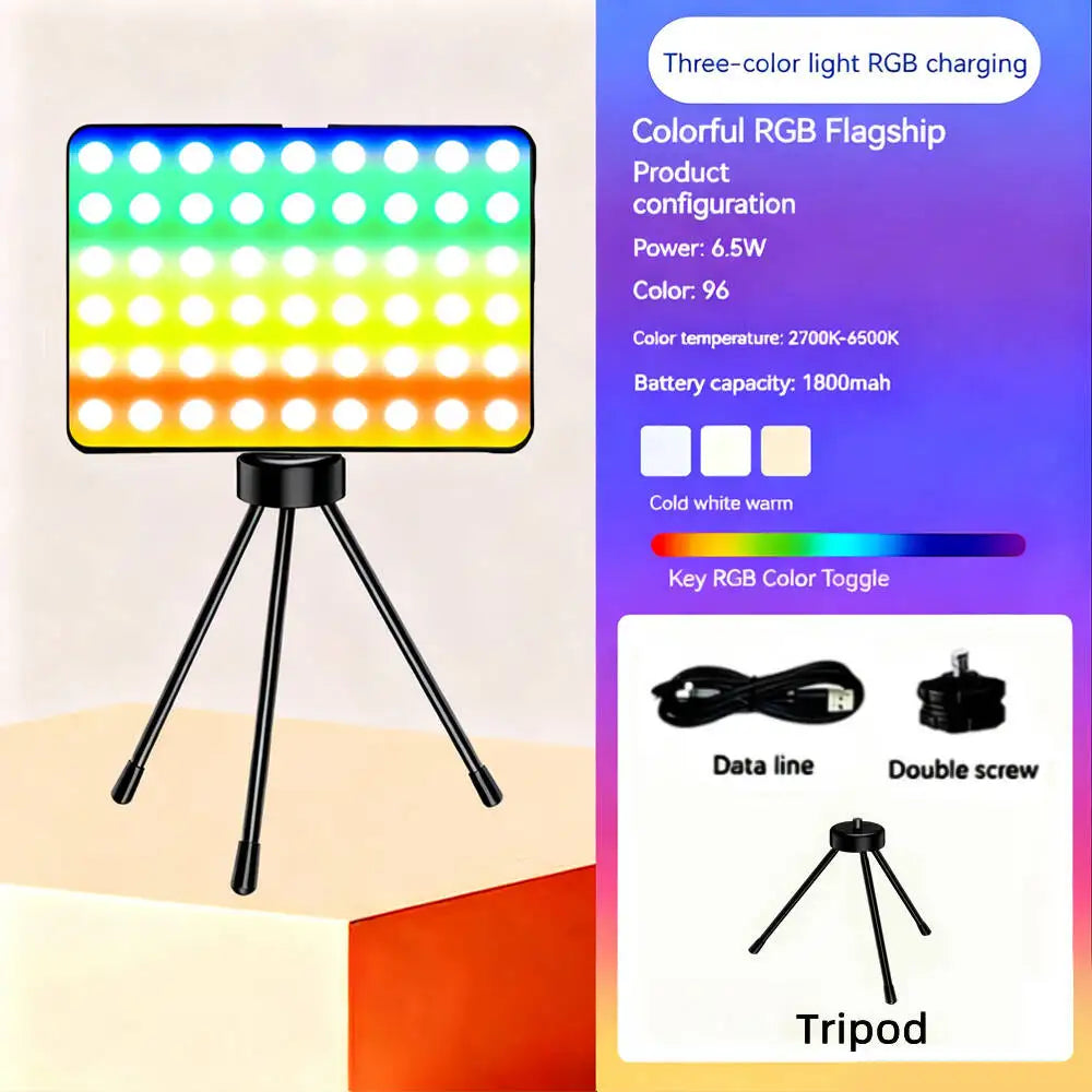 BSLIUFANG LED RGB Camera Light Full Color Output Video Light Kit Dimmable 2700K-6500K Bi-Color Panel Light Rechargeable
