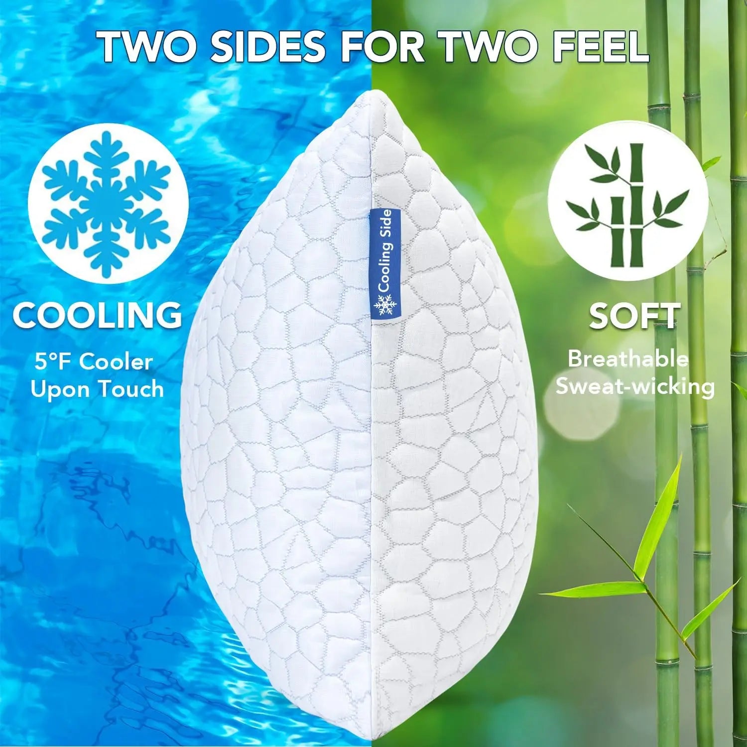 Cooling Memory Foam Pillow 2-Pack, Adjustable Firmness for Hot Sleepers, Queen Size with Breathable Cover