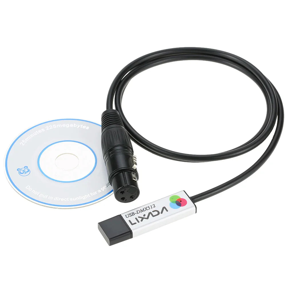 Lixada USB Lighting Console USB to DMX Interface Adapter LED DMX512 Computer PC Stage Lighting Controller Dimmer