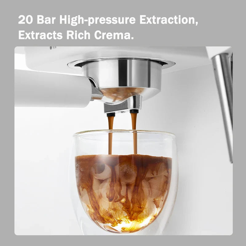 Petrus Espresso Coffee Maker Machine 51MM 20 Bar with  Metal Panel, Powerful Steam Wand for Amerlcano Mocha Latte,PE2170 (220V)