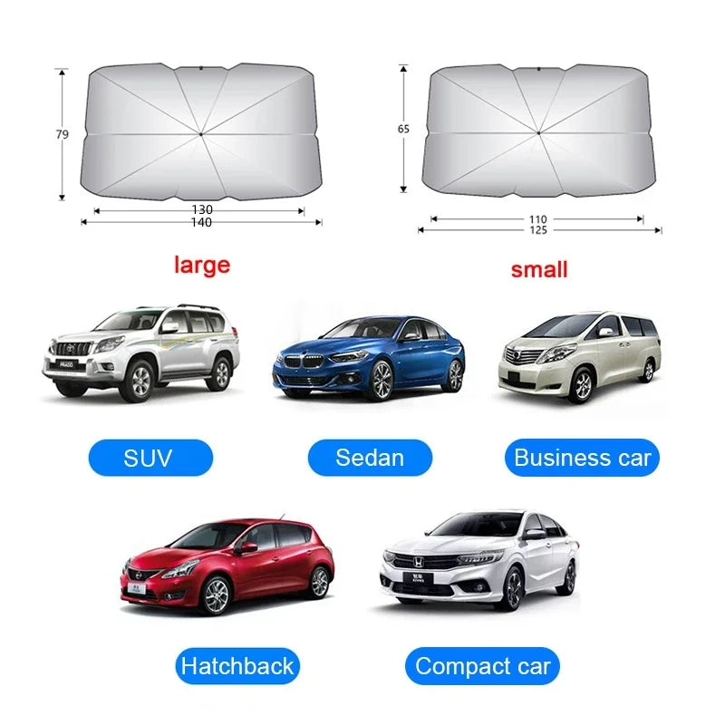 Car Windshield Sun Shade, Foldable Umbrella Sunshade/Cover for Most Cars Reflective Sunshade for Car Front Windshield