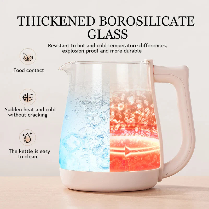 SUNATUR Kettles Electric Glass 220V Multifunction Health Pot Milk Fruit Tea Coffee Water 800W 24-hour Heat Preservation