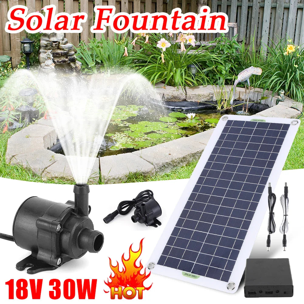 50W/30W/5W  DC 12V Low Noise Brushless Solar Water Pump Kit for Pool Black Outdoor Waterfall Fountain Garden Pool Pond Bird Bath