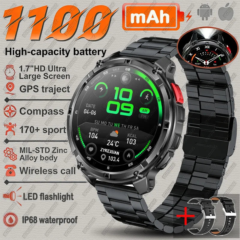 2026 New T-Rex3 Pro GPS Tracker Smartwatch Men 120-Day Standby 1100mAh Clock Rugged Outdoor Sport 10ATM Waterproof Call Watches