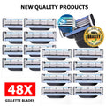 48PCS Stainless Steel Blade Sharp 3 Layer Safety Razor for Gillette Mach 3 Manual Razor Blades Replacement Refills Blades