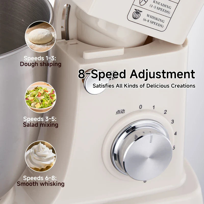 SUNATUR Electric Stand Mixer Professional Kitchen Mixer Egg Beater Cream Whisk Dough Mixer Home Commercial Use