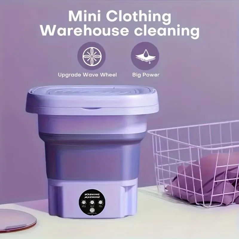 Household Portable Small Mobile Washing Machine with Spin Dryer for Socks Underwear Baby Clothes Mini Folding Washing Machine