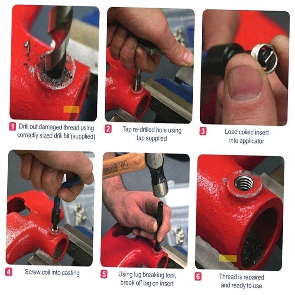 30Pcs Metric Thread Repair Insert Kit M3 M4 M7 M9 M11 Helicoil Car Pro Coil Tool 304 Stainless Steel Auto Repair Tool Bag
