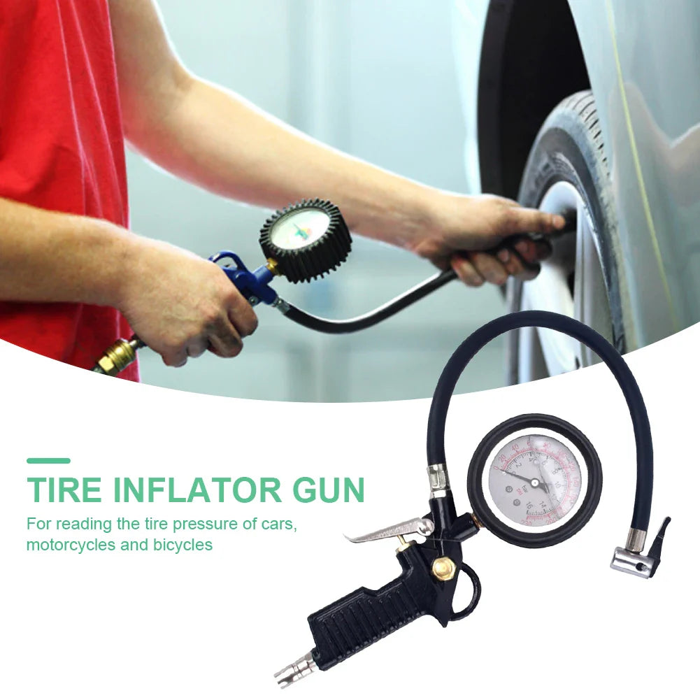 Auto Tire Pressure Inflator Gauge 220PSI Car Tire Inflator Gun for Motorcycle Tyre Pressure Meter for Bicycle Tyre Repair Tools