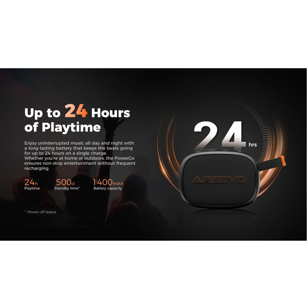 AREEVO PowerGo Wireless Speaker, IP67 Waterproof, Sound with Punchy Bass Bluetooth 5.3 24H Playtime Dual-Speaker Portable Stereo