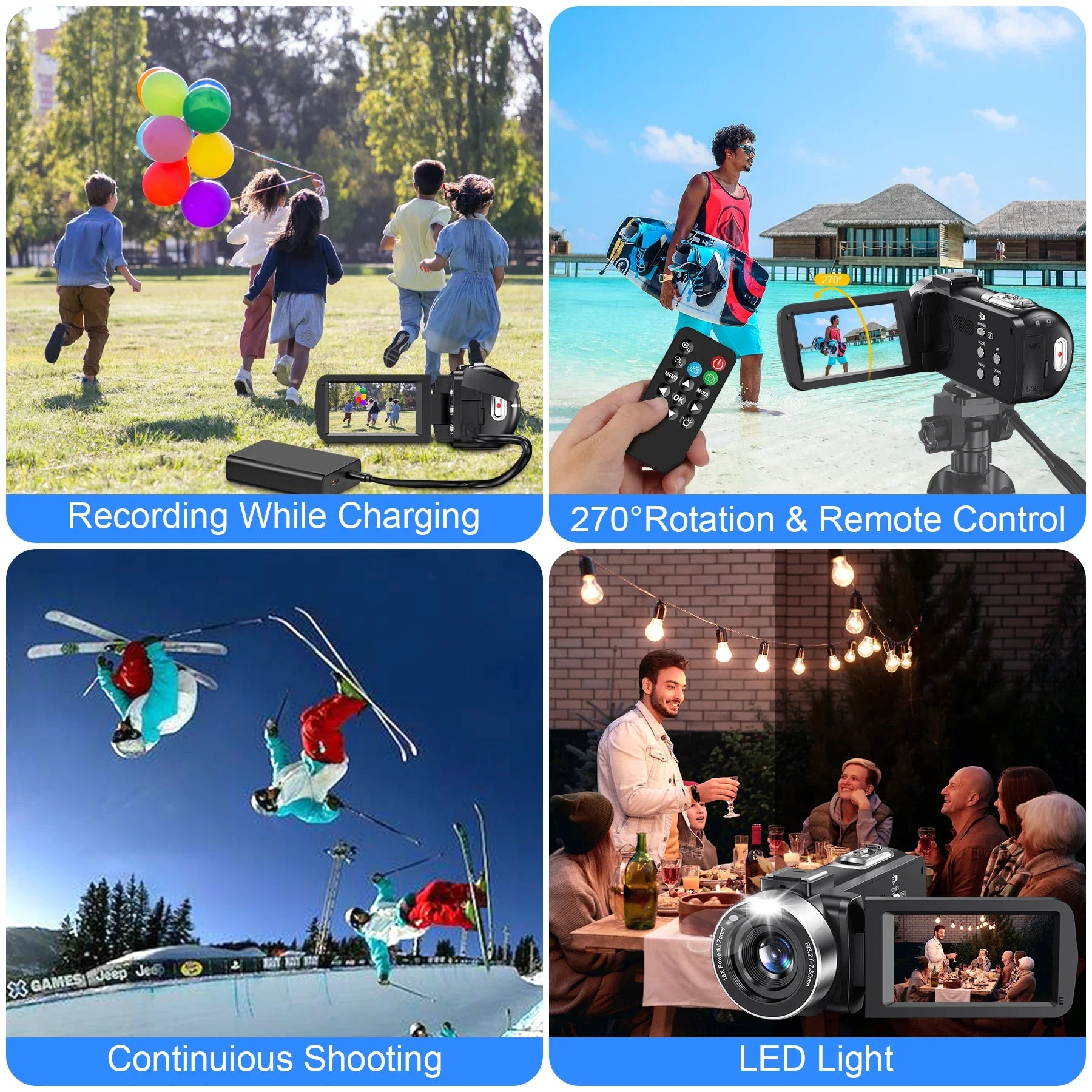 18X 42MP Digital Video Camera 3" Flip Screen 4K UHD Camcorder Wifi Webcam For Youtube Livestreaming Wide Angle Lens Vlog Camera