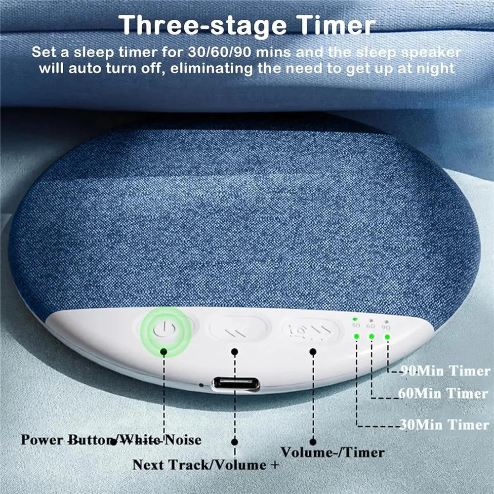 Mini Wireless Bluetooth Speaker Under Pillow Sleep Sound Machine White Noise Dynamic Audio Rechargeable Portable for Travel