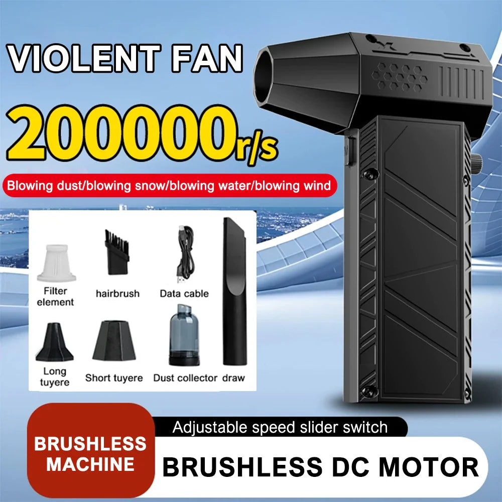 200000RPM Strong Air Blower X6/X6Pro Turbo Fan Blower Brushless Turbo Jet Fan Wireless Car Vacunm Cleaning Dust Leaves Blowing