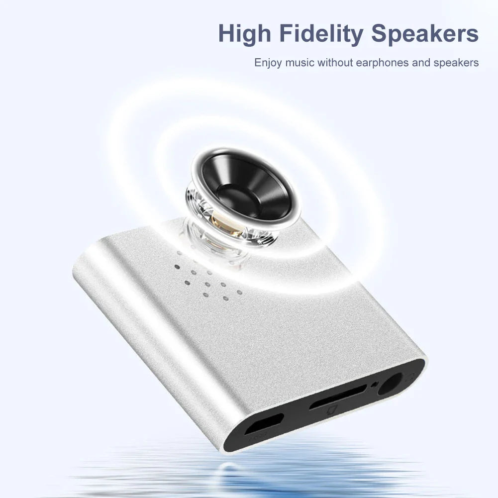Mini MP3 Music Players Metal Clip-on Build in Speaker 180mAh Touch Tone Rechargeable with Headphone Support TF Card for Students