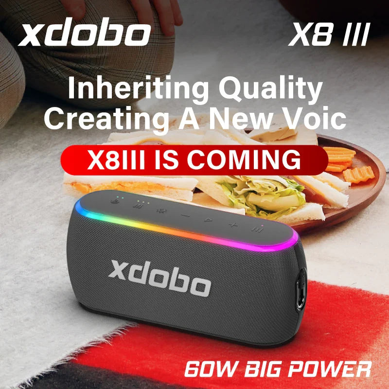 XDOBO X8 III Bluetooth Speaker Wireless Subwoofer 6600mAh 60W Powerful Deep Bass Power Bank Outdoor Party Hiking Music Fun
