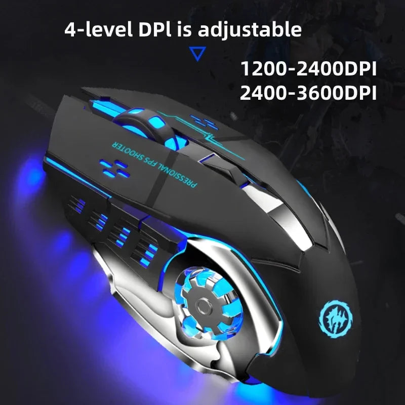 Rechargeable Wireless Mouse with 2.4GHz USB & Bluetooth, RGB Backlit Ergonomic Silent Optical Mouse for Laptop PC Macbook Tablet