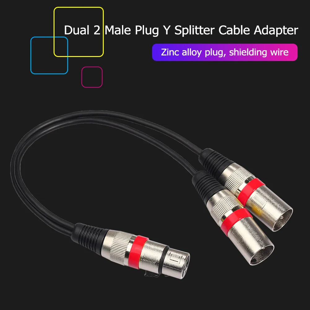 30cm 3Pin XLR Female Jack to Dual 2 Male Plug Adapter Cable Microphone Splitter Cord for Mic Amplifier Speaker Mixer Accessories