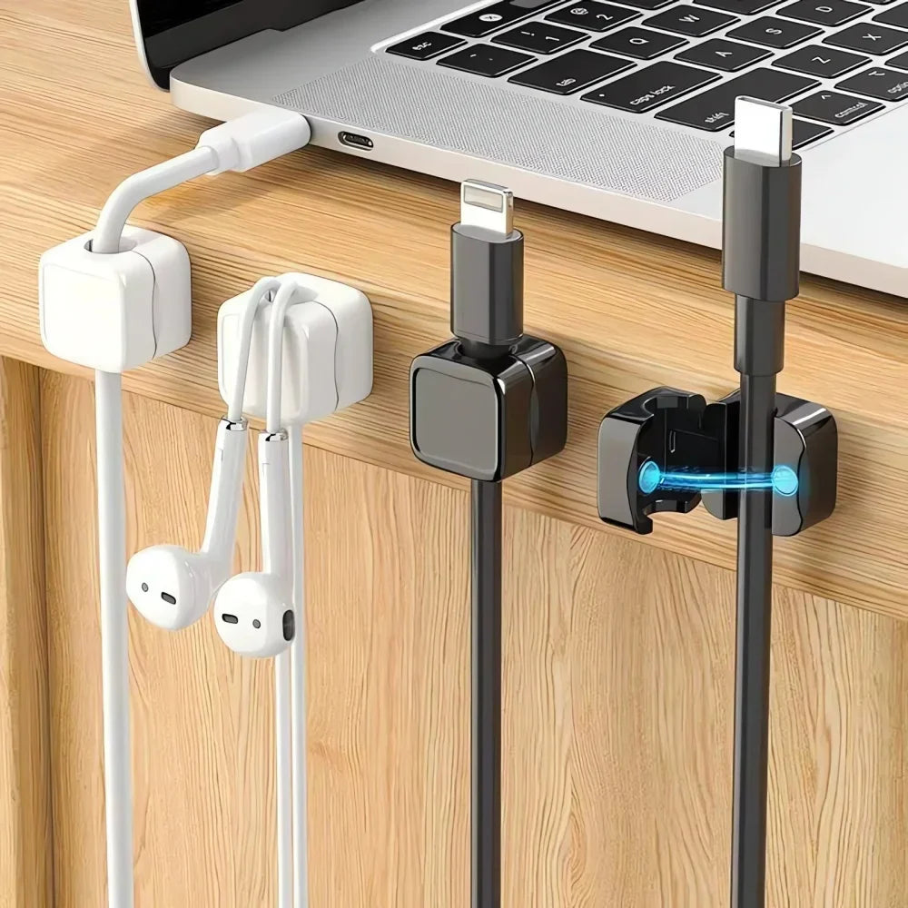 1/3/6 PCS Cable Management Magnetic Cable Organizer Wire Keeper Wall Data Cable Clips Winder Adjustable Cord Holder Under Desk