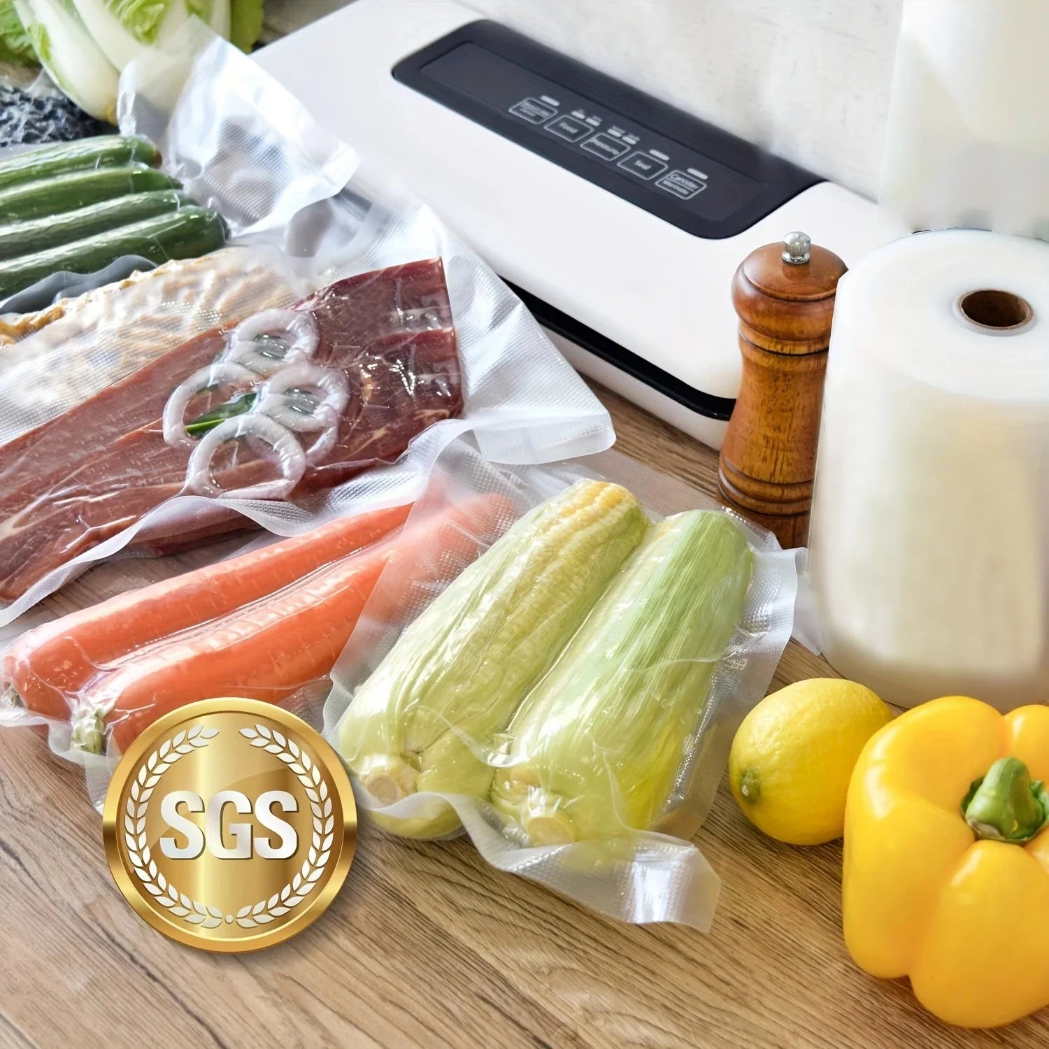 vacuum compression bags, single sided mesh sausage, preserved meat, plastic preservation bag, food vacuum packaging bag, 1 piece