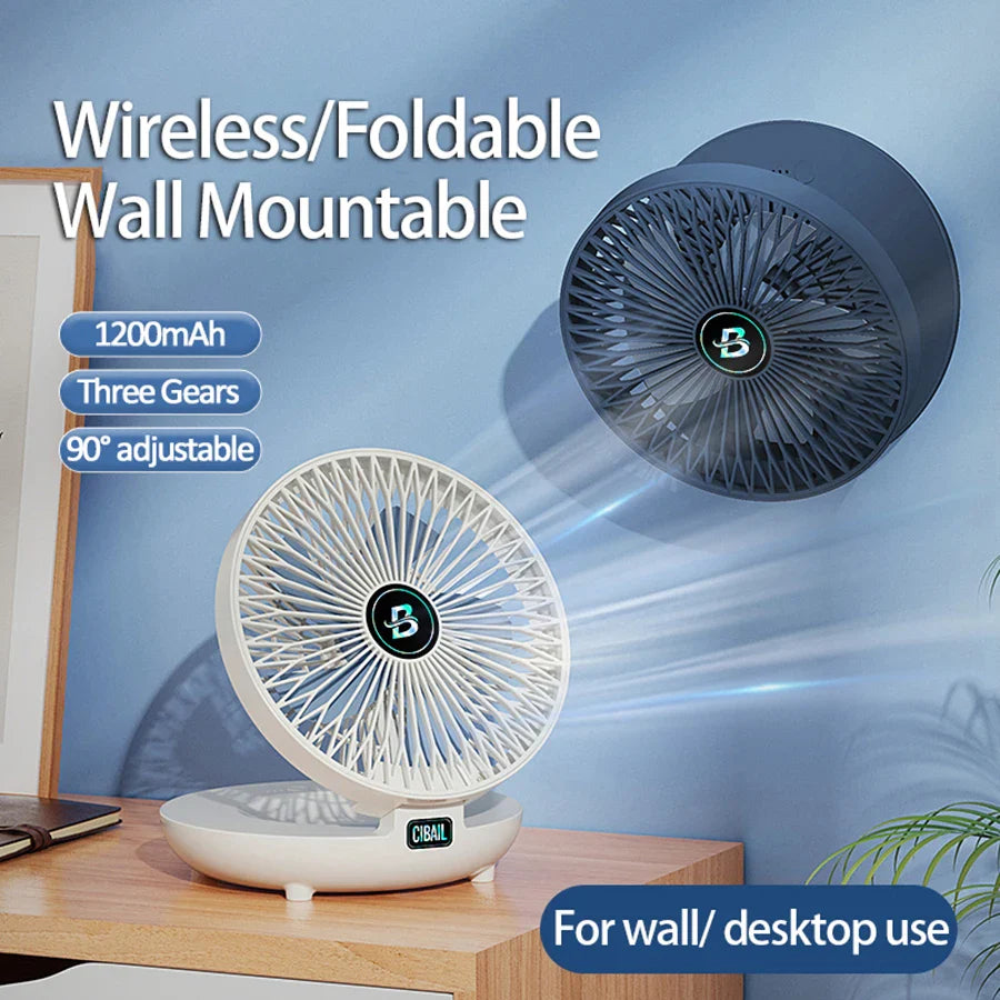 2024 Best Sellers 2IN1 Folding Desktop Fan Portable Air Conditioner Wall Mounted Fan Rechargeable With 3 Gears for Home Office