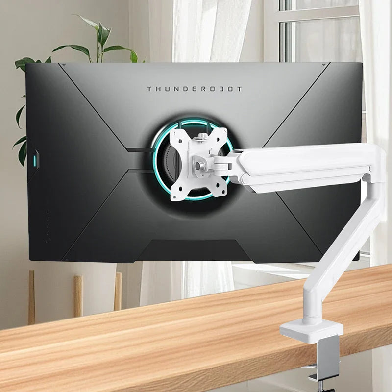 Single Monitor Mount for 13″–32″ Screens, Height Adjustable Monitor Arm with C-Clamp & Grommet Base, Home Office Monitor Stand