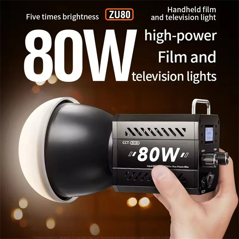 Roreta ZU80 Photo Studio Light COB Bi-Color 2500-8500K CRI≥95 TLCI≥97 With Diffuser LED Video Lights Fill Lighting