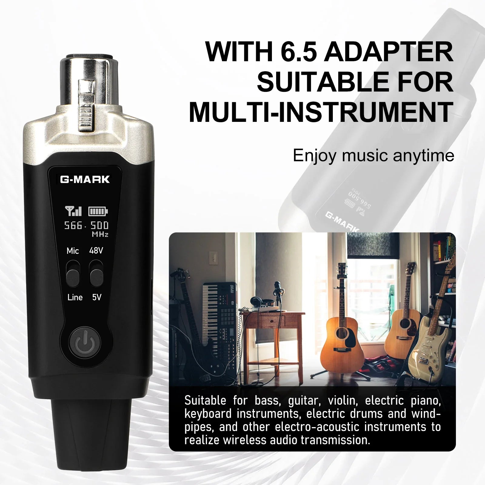 Wireless Microphone System G-MARK GX1.1 UHF XLR Adapter 16 Channels Audio Transmitter And Receiver For 48V Phantom Power Condens