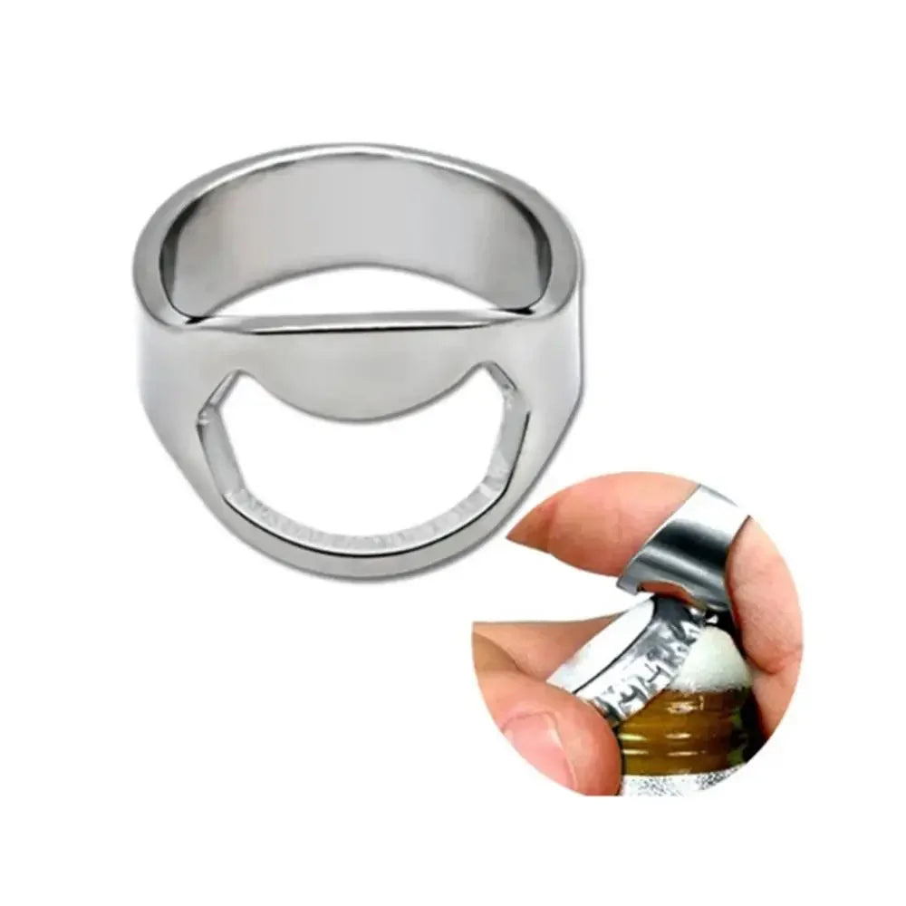 Mini Can Opener Stainless Steel Bottle Opener Ring-shape Bottle Beer Opening Remover Kitchen Gadgets Bar Finger Opener Tools