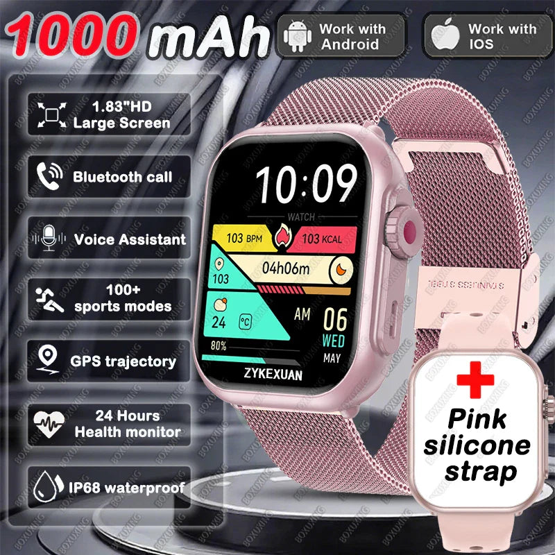 2025 New For Xiaomi Smart Watch Men Women 1.85-Inch HD AMOLED Full Touch Screen IP68 Waterproof Bluetooth Call SmartWatch Man