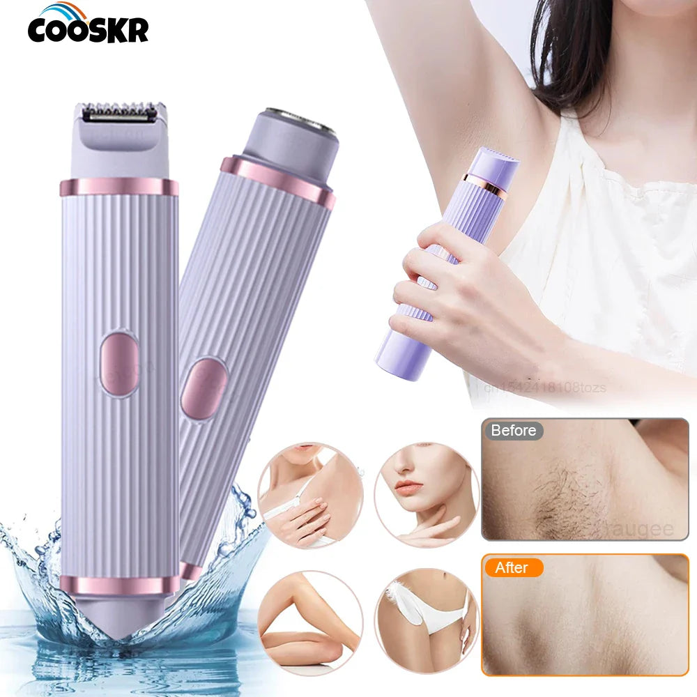 Bikini Trimmer Electric Razor for Women Body Underarm Leg Shaver Female Electric Painless Epilator Facial Mustache Hair Remover