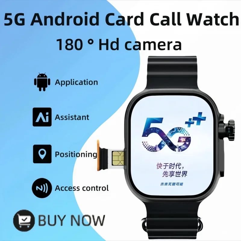 New 5G Smartwatch Ultra Ai3 Android 180° Rotating Camera 4G sim card Call Google Play GPS WIFI Amoled HD Display Smart Watch Men