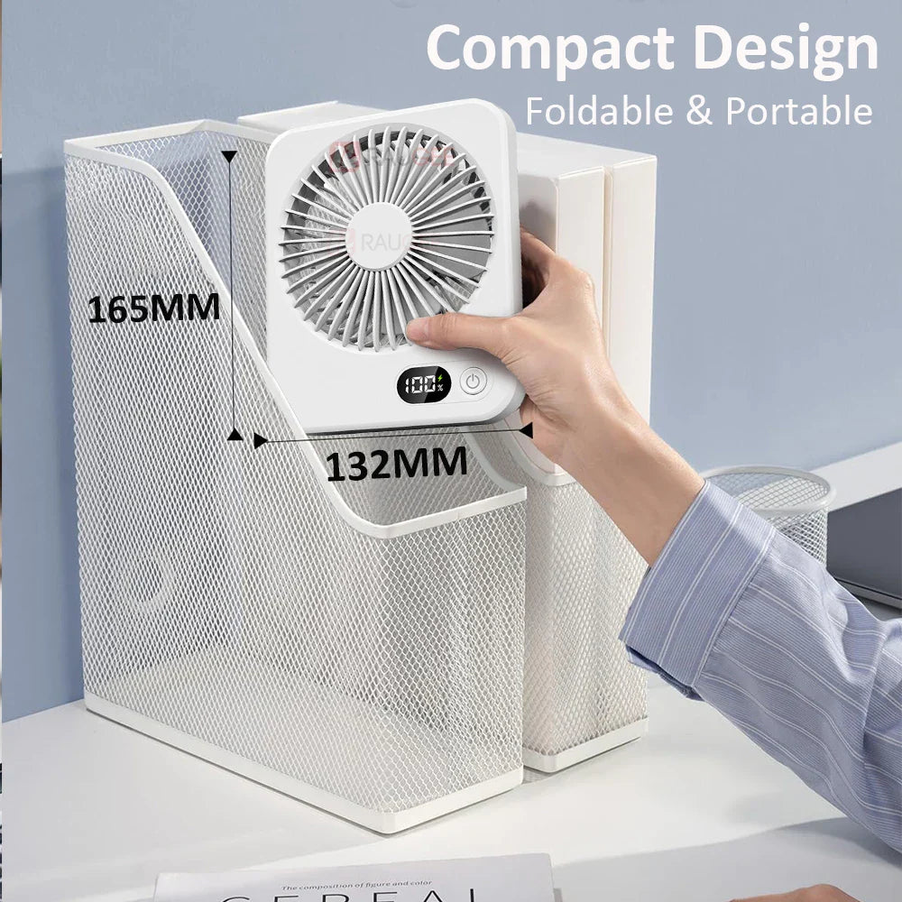 Desk Fan USB RechargeableMini 180° Tilt Folding Personal Fan 5 Gear Wind Portable Wall Fan Table Fan for Office Home Small Fan