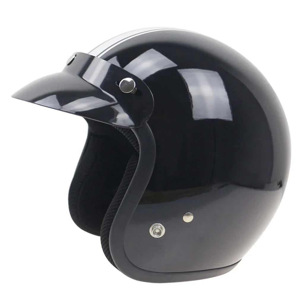 Universal Black 3-Snap Motorcycle Helmet Peak Lens Open Face Sun Shade Visor Shield