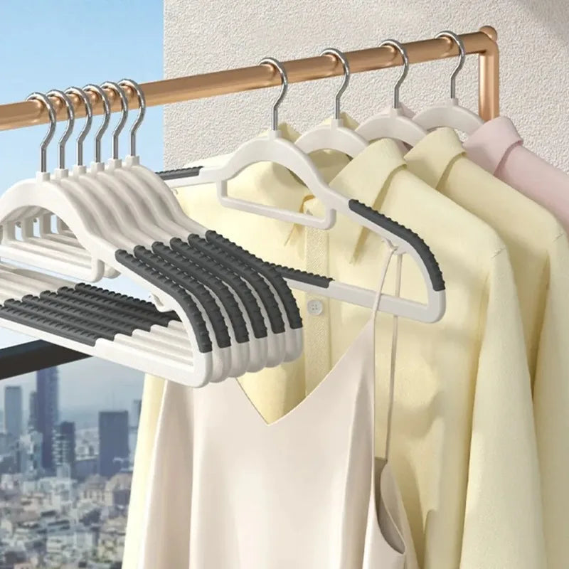 Hot-selling 10-piece set of household double-hook non-slip hangers no-mark drying suitable for both wet and dry clothing storage