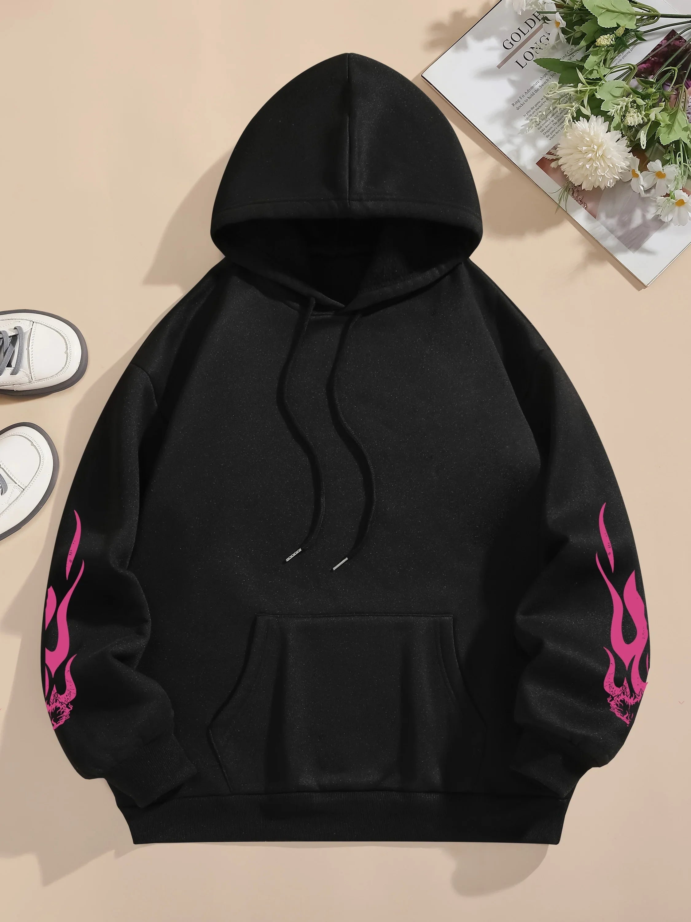 Sweatshirts Passionate Love Flame Heart Printed Hoodies